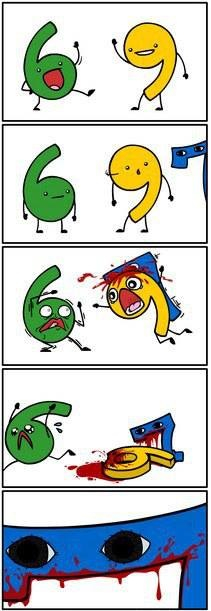 Why was 6 afraid of 7? Cause 7 ate 9. Literally. XxyodawgxX - Meme by