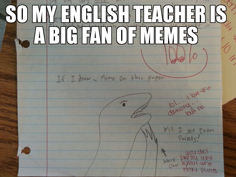 It's a bad drawing, I know. But at least I got a 100! Meme by RU55IAN