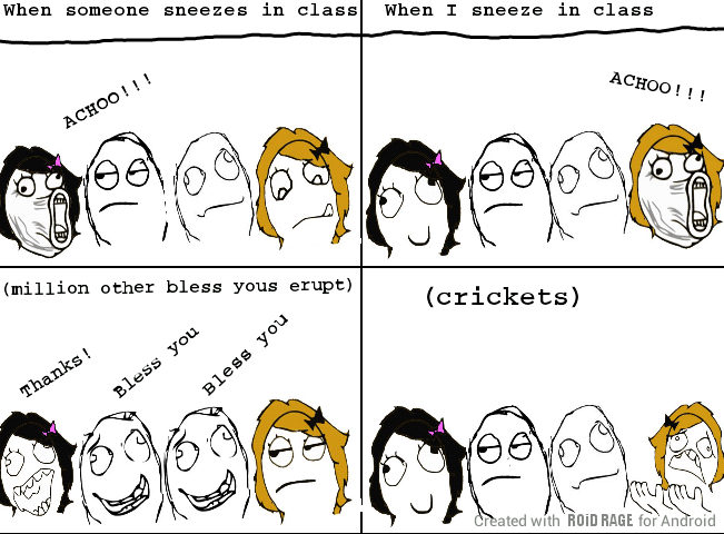 Sneezing in class - meme