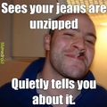 Good guy steve sees unzipped jeans.