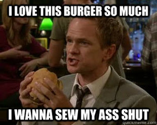 Whenever I eat burgers, the condiment waitress ends up with me with out the -ents. - meme