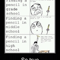 Finding a pencil in class...