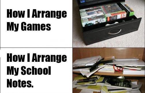 Games vs school - meme
