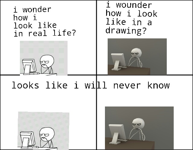real and drawing - meme