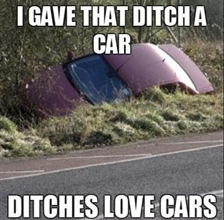 ditches love cars - meme