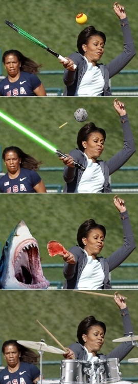 mrs.Obama jugando tenis - meme