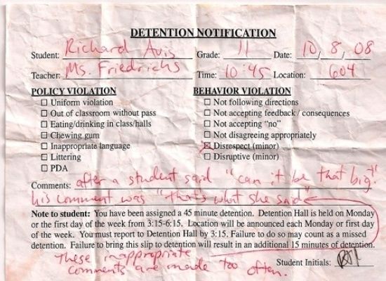 my detention slip - meme
