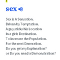 Sex is a Sensation