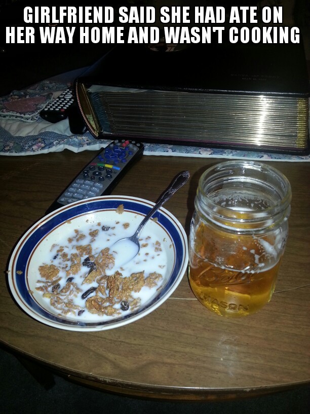Cereal and beer. murica - meme