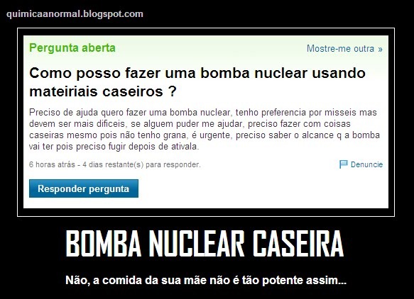 Bomba nuclear caseira - meme