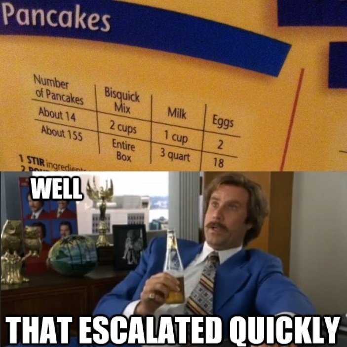 who would make 155 pancakes??? - meme