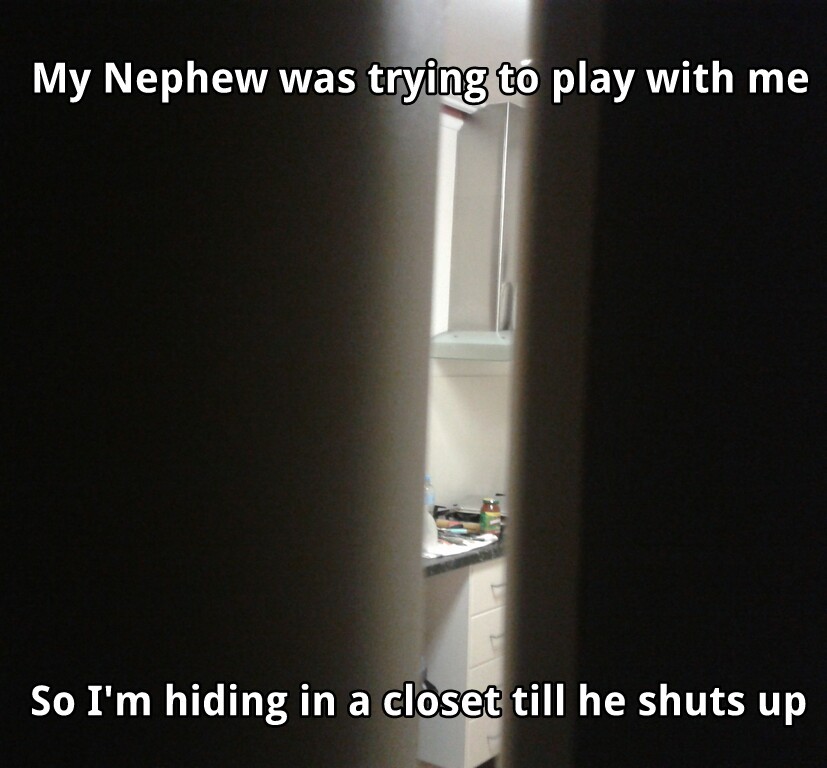 hiding...in the closet ;) - meme
