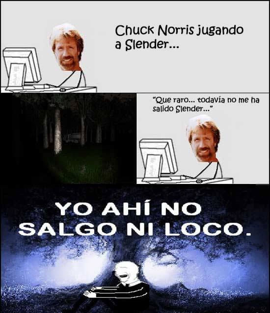 Chuck Norris jugando a SlenderMan - meme