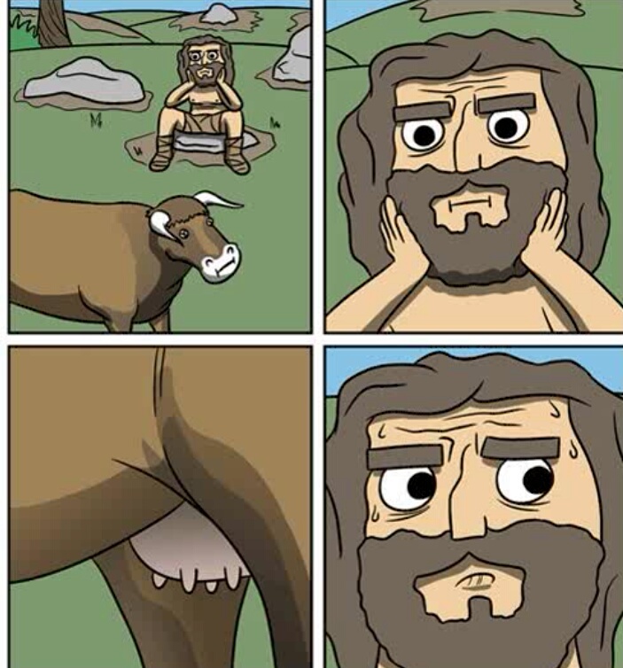 how cow milk was discovered - meme