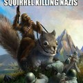 chewbacca riding a squirrel killing nazis