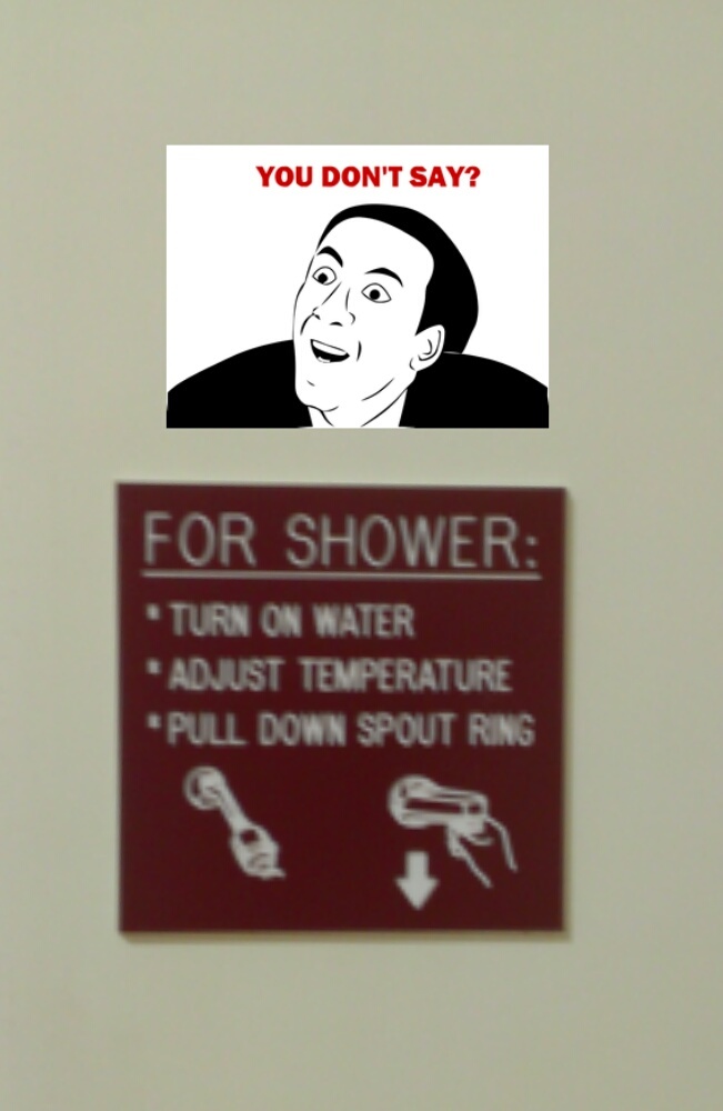 how to work the shower - meme