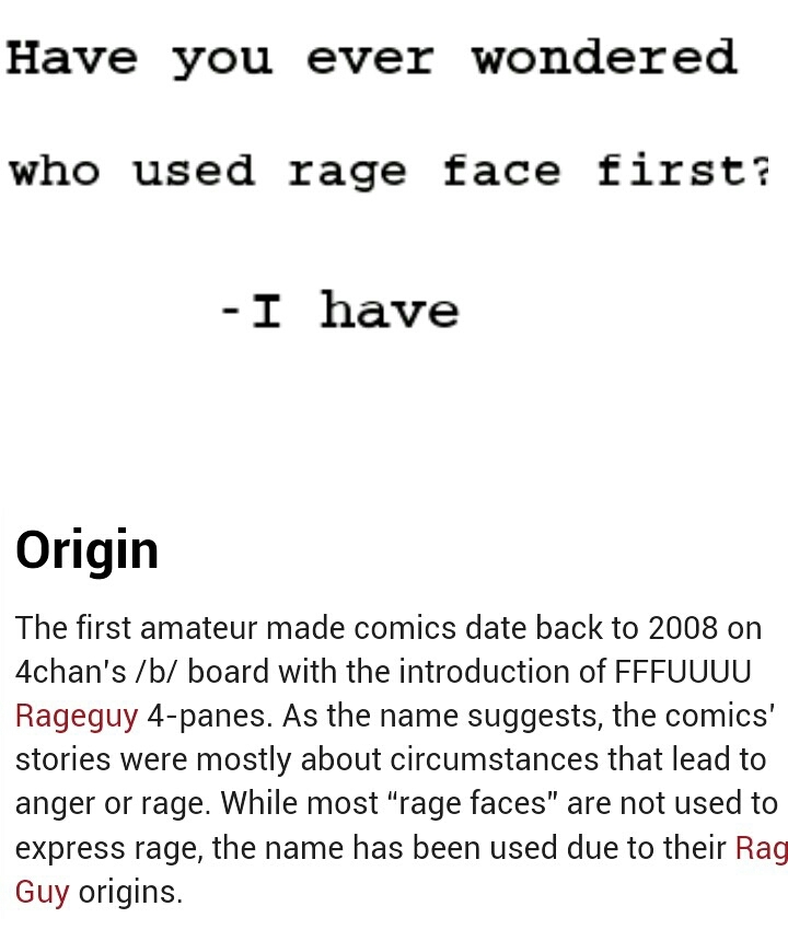 Origin of rage faces - meme
