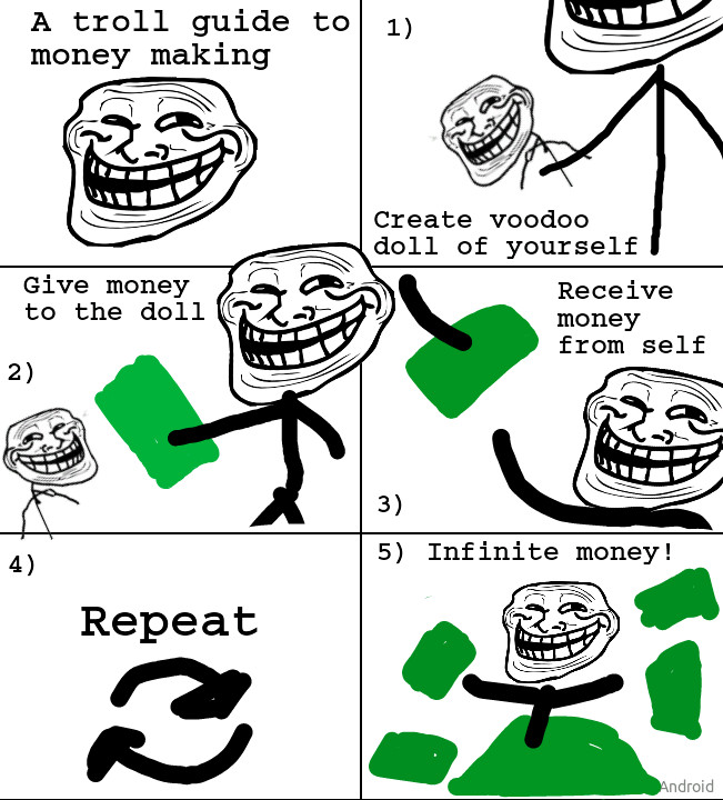 Troll guide to money making - meme