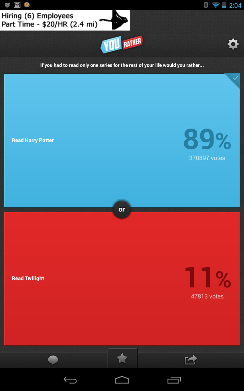 11% of the users of Would you rather need to die. - meme
