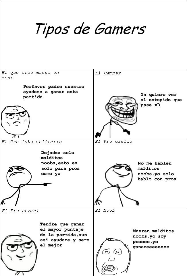 Tipos de Gamers - meme