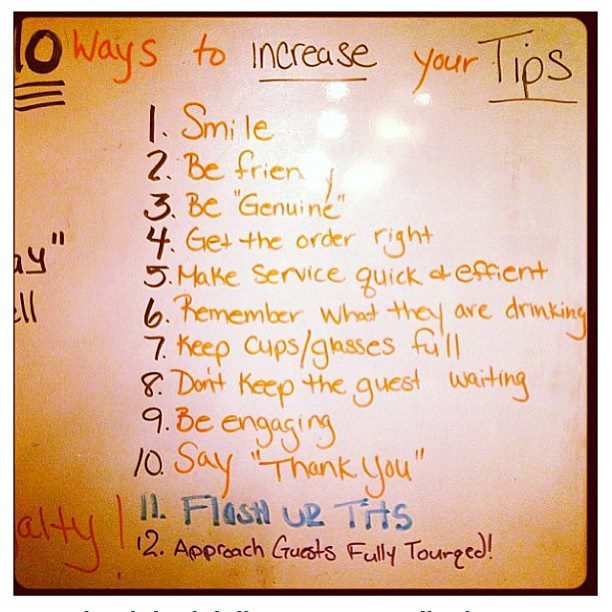 #11 WOULD increase the size of the tip I give my waitress at the end of the night. And maybe once again in the morning... - meme