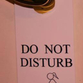 Please do not disturb us, but the noises we make might disturb you