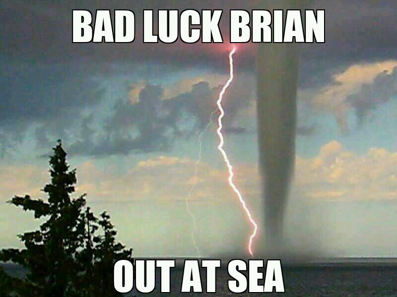 Lightning strike and waterspout - meme