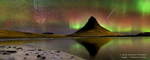 meteors and auroras in Iceland - meme