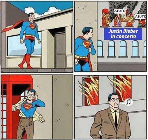 bieber odiato anche da superman - meme