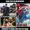 its because the new superman costume is based off the new design