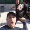 The Rock photobombs a fan!! :)