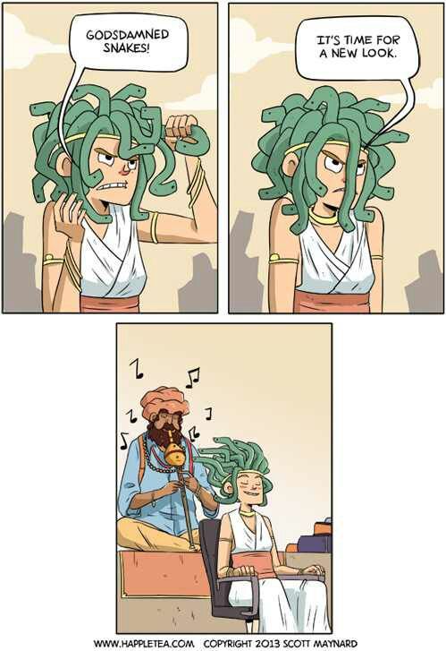 even medusa has hairstyling needs too - meme