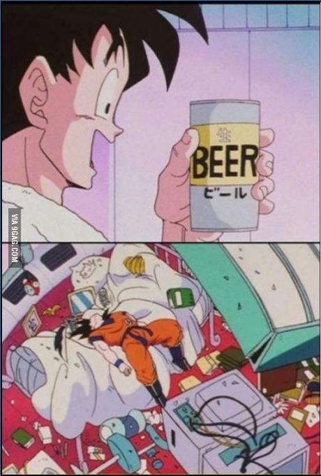 Goku + Beer = Party Hard - meme