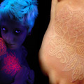 white ink tatoo,glows when exposed to UV