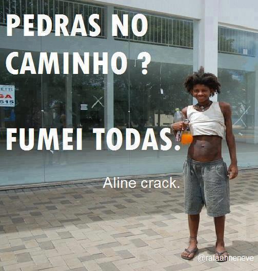 Aline e sua solução para as pedras - meme