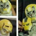 It's a Fe-line.. get it? Fe is iron on the periodic table.. and its a cat.. wearing an Iron Man Mask.. Nevermind.
