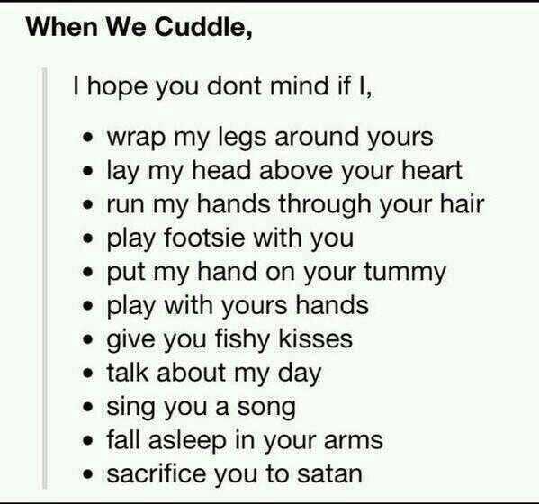 Want to cuddle? - meme