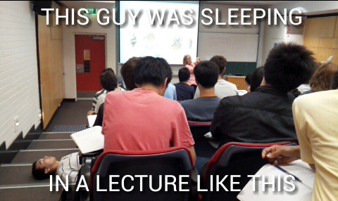 Ways to sleep on campus - meme