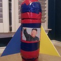 Made a water bottle rocket for physics. Put Kim Jong Un on it.