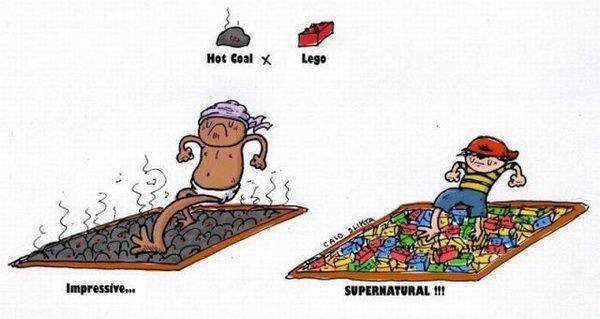 Lego vs hot rocks - meme