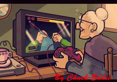 Grand-mère jouant au jeux vidéos - meme