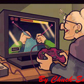 Grand-mère jouant au jeux vidéos