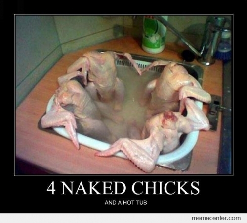 4 naked chicks in hot tub - meme