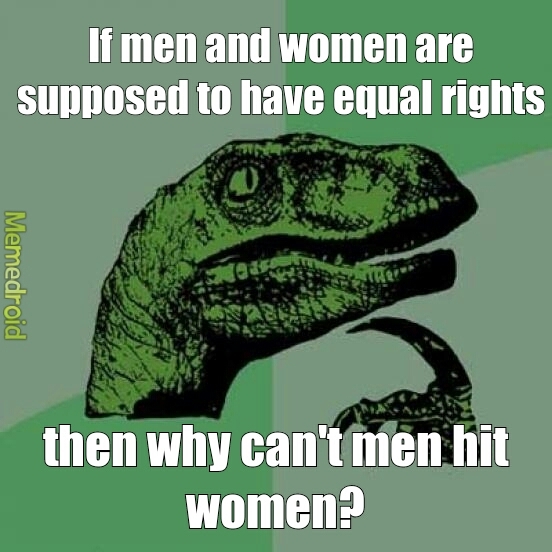equal rights = men can hit women - meme