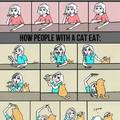 eating with a cat