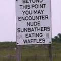 nude sunbathers eating waffles