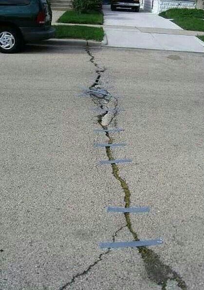who knew duct tape can solve cracks in the street - meme