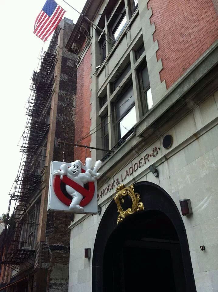 Ghostbusters Sign put up today in memory of Harold Ramis. Who you gonna call? FEELS - meme