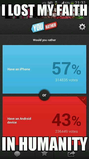 android vs iphone... again - meme