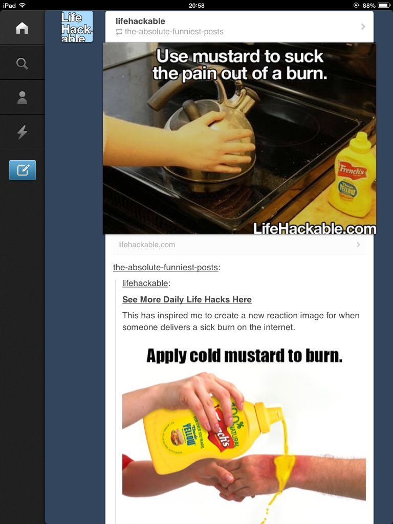 mustard heals your BURN - meme